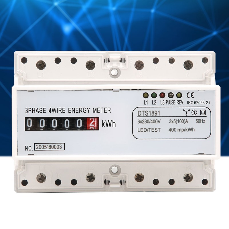 DTS1891 3 Phase 4 Wire 7P DINRail Electric Meter Energy