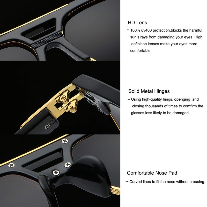Allt Square Aviator Large Fashion Sunglasses For Men Women Goggle