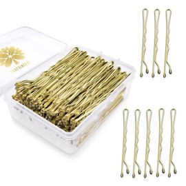 KANPRINCESS 100PCS 2.4Inches/6cm Hair Pins,Gold Bobby Pin, Hair Bobby Pins for All Hair Types,Hair Accessories for Women Lady Girls Hairdressing Hair Salon Bun Hair Pin With Clear Storage Box(Gold)