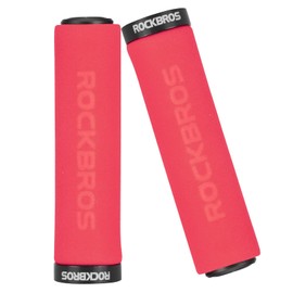 ROCKBROS MTB BMX Bicycle Grip, Handle Grip, Sponge, Shock Absorption, Ergo Grip, Ultra Lightweight, Lock-on Type Grip, Inner Diameter 0.9 inches (22 mm), Anti-Slip, Easy to Grip, Cross Bike, Cycle