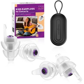 Kids Earplugs (6-12 yrs) - 2 Pairs High Fidelity Concert Ear Plugs for Children, Adults with Small Ear Canals, 23dB Kids Noise Reduction Earplugs for Concerts, Rehearsal, Festival, Party (Purple)