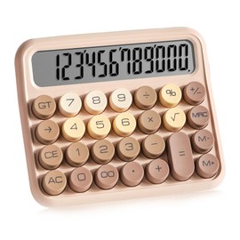 Geerow Calculator, 12 Digit Calculator, Electronic Calculator, Large LCD Display, Cute Calculator, Large Round Buttons, Easy to Clean, For Daily and Basic Office Use, Home, School, Home (Cream Curry