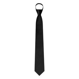 Luckyvestir Black Tie for Women, Pre-Tied Adjustable Zipper Ties, 2.75" Solid Color Womens Neckties for Uniforms, Graduation