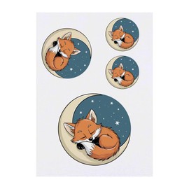 Azeeda 4 x 'Mondfuchs' Temporäre Tattoos - Wasserfest, Hautfreundlich & Ungiftig · Transfers in Verschiedenen Größen (TO00079446)