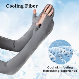 UV Protection Cooling Arm Sleeves for Women - Breathable Ice Silk, Anti-Slip Palm, Touchscreen Fingers, Adjustable Fit, Sun Protection