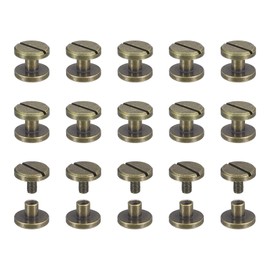 sourcing map 30Pack Brass Chicago Screws, 4x10mm Flat Head Screw Back Binding Post Nail Stud Rivets for DIY Leather Craft Belt Strap Bronze
