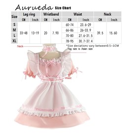 Aurueda Maid Costume Anime Cosplay Maid Outfit French Maid Dress With Apron Headgear Neck Ring Leg Ring Sleeve Ring