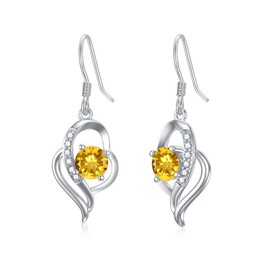 925 Sterling Silver November Birthstone Earrings for Women Citrine Earrings Dangle Earrings Birthday Gifts Fine Jewelry for Women Girls