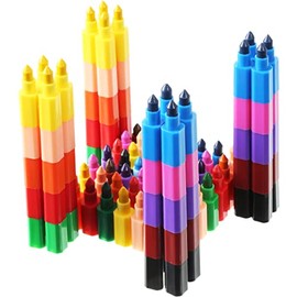 Crayones apilables para construir, crayones coloridos para suministros escolares de oficina, 12 colores (24 piezas)