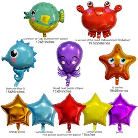 Sea Animal Foil Balloons Ocean Animal Party Decorations Under the Sea Animal Baby Shower Party Supplies Ocean Fish Sea Creature Balloons for Boys Girls Birthday Baby Shower Decorations, 5 Styles