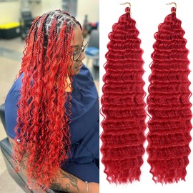 Ocean Wave Crochet Hair 24 Inch 2 Packs Deep Wave Curly Braiding Hair Extensions Synthetic Curly Crochet Hair For Black Women