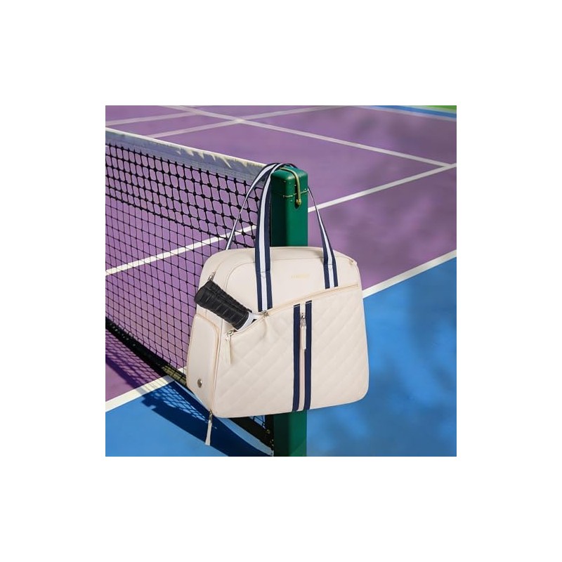 Pickleball Tote Bag Organizer with Shoe Compartment, Quilted Paddle Backpack