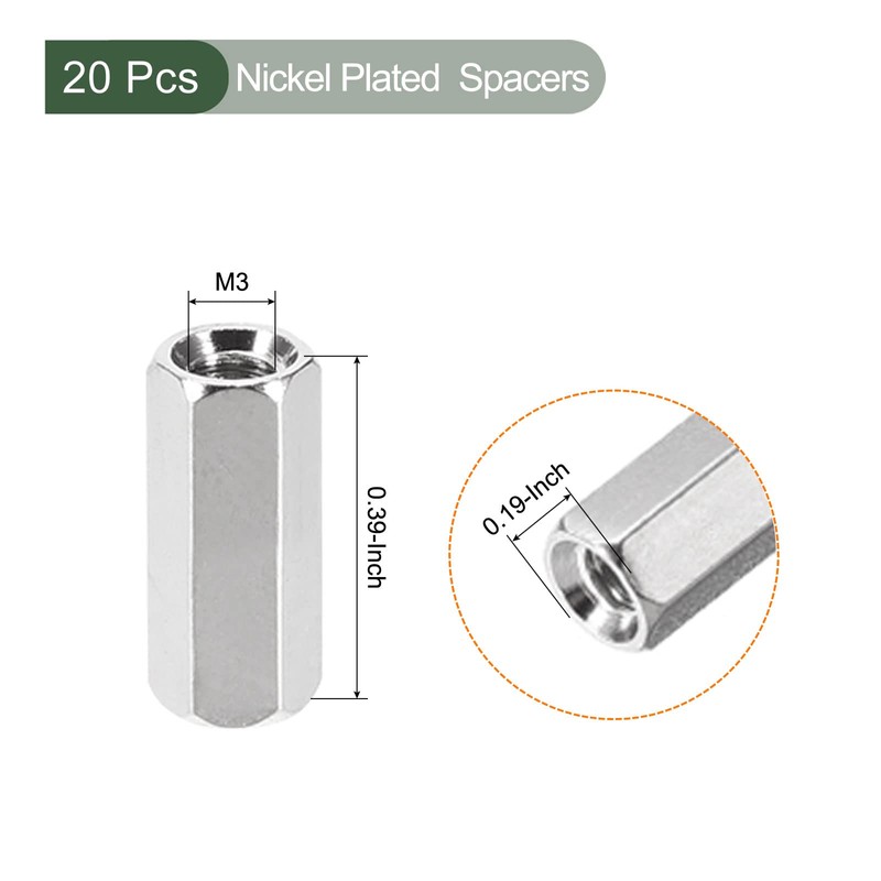 YOKIVE Pack of 20 M3 Spacers, Brass Hexagonal PCB Spacer