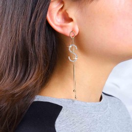 Vacaonio Boho Cz Letter Dangle Earrings Long Chain Tassel Earrings Gold Alphabet Initial Earrings Crystal Initial S Earrings Sleek Chain Drop Earrings Jewelry for Women