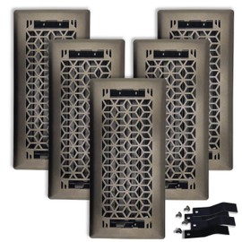 Sierra Grates 4" x 10" Vector Design Steel Floor Register in Metallic Bronze Finish with mounting Clips- for Floor or Side Wall- Decorative Air Vent Covers-Floor Register 4” x 10”(5 Pack)