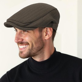 Senker Fashion 2 Pack Newsboy Cap for Men Adjustable Herringbone Tweed Wool Hats Blend Flat Cap Ivy Cabbie Driving Hat