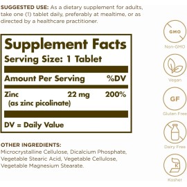 Zinc Picolinate Solgar 22mg 100tab