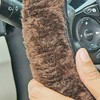 Fuzzy Steering Wheel Cover Elastic Stretch Plush Brown Universal Fit