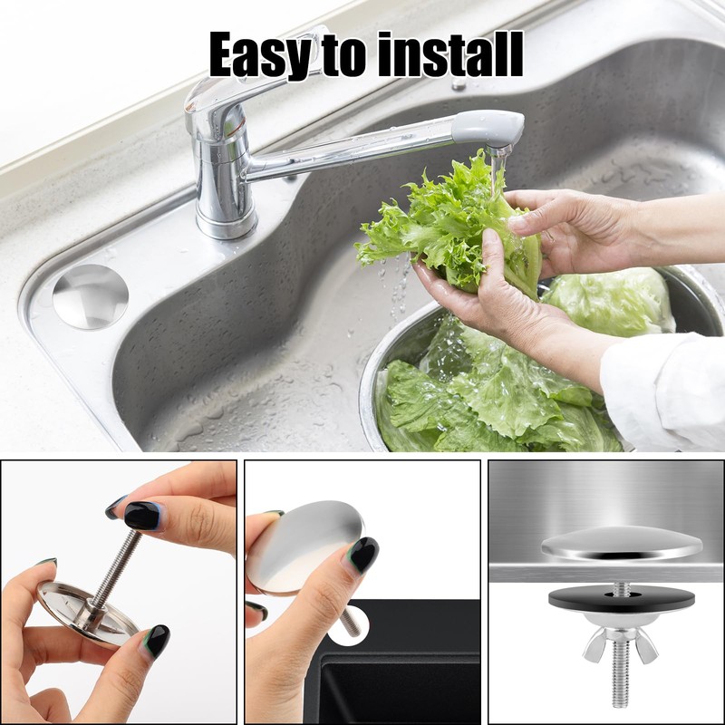 2 Pack 2 Inch Stainless Steel Kitchen Sink Hole Cover,Leakproof