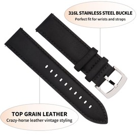 CORROPELLE Leather Watch Straps Quick Release 18 mm 19 mm 20 mm 21 mm 22 mm, Vintage Elegant High-Quality Replacement Leather Strap for Men and Women, Watch and Smartwatch