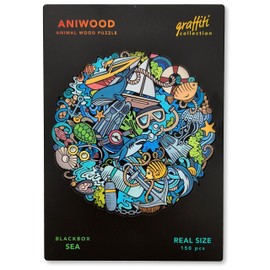 ANIWOOD Wooden Puzzle Adult Animals Die-Cut Lid Life-Size Puzzle Box 3 Difficulty Modes Decorative Element Unique Puzzle Pieces (Mandala Sea, M)
