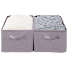STORAGEIDEAS Storage Basket Bins with Metal Frame, Large Collapsible Fabric Storage Baskets for Organizing Shelf, Basket Organizer W/Handles for Blankets, Towels, Laundry, Shelves, 2-Pack, Gray