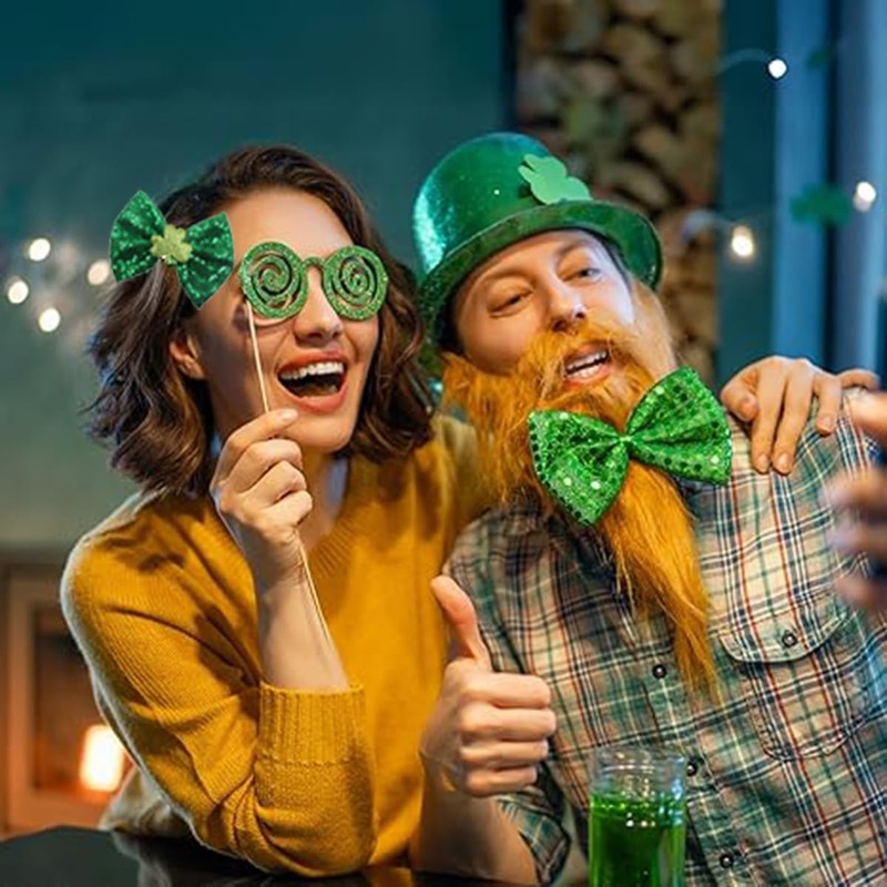 St. Patrick's Day Hair Bow Hair Clip Glitter Clover Headband