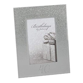 40th Birthday 4" x 6" Glitter Mirrored Glass Frame, 40 design