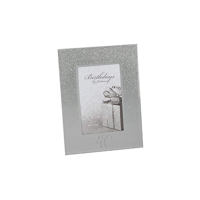 40th Birthday 4" x 6" Glitter Mirrored Glass Frame, 40