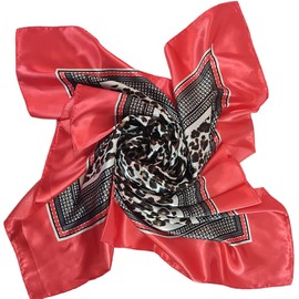 FAIRYGATE Leopard Print Scarf Women Silk Satin Elegant Lightweight Shawl Ladies Scarves 75012