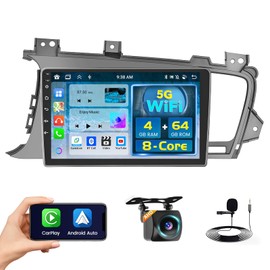 8 Core 4+64GB Android 15 Car Stereo for Kia Optima K5 2010-2013 Wireless Carplay Android Auto, 9'' Touchscreen Car Radio with GPS, WiFi, 32EQ DSP, 59 UI, Bluetooth, FM RDS, Backup Camera