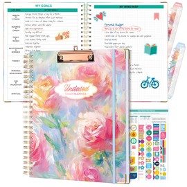 Ospelelf Undated Spiral Bound Planner Daily, Weekly and Monthly Planner, Pink Teacher Student Planner 12 Month 8.5 x 11