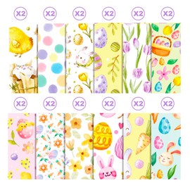 24 Sheets 12'' × 12'' Easter Design Scrapbook Paper Bunny Chicken Easter Egg Floral Patterned Double-Sided Spring Decorative Craft Paper Folded Flat for Card Making Photo Album DIY Craft