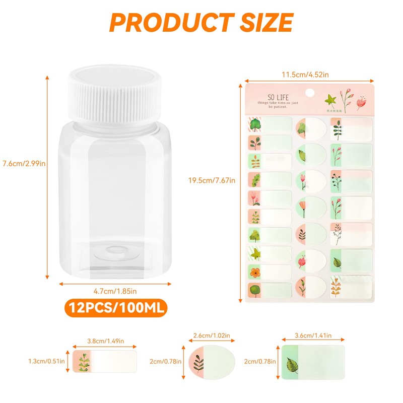 lahnao Pack of 12 100 ml Small Bottles, Reusable Shot