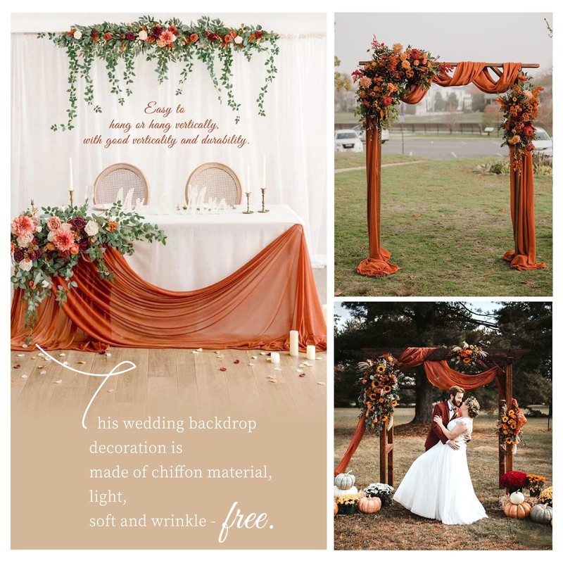 Showgeous Wedding Arch Draping Fabric 2 Panels 28" x20Ft Terracotta
