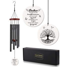 BeauGift Brother Memorial Gifts, 32" Ceramic Wind Chimes for Loss of Brother Sympathy Gifts, Bereavement Remembrance Memorial Gift for Loss of Brother