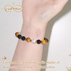 vidonio 8 mm Rose Quartz Crystal Bracelet Women, Elegant Pearl Bracelet for Women with Love Symbol, Spiritual Happiness Healing Stones Bracelet with Meaning Card, Delicate Jewellery Gifts for Women