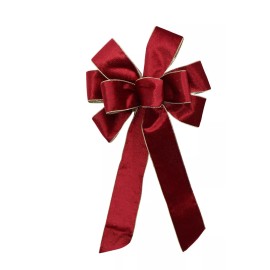 Handmade Small 5-6" Hand Made Wired Wreath Bow - Indoor Red Velvet Gold Back - Christmas