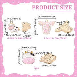 AHANDMAKER 42 Stück 6 Stile Kuh Axolotl Charms Tier Metall Niedliche Kuh Charms Emaille Anhänger Ohrring Baumeln Für Schmuckherstellung Halsketten Schlüsselanhänger DIY Basteln