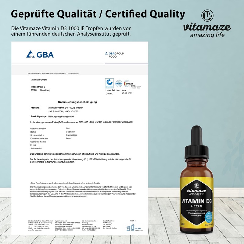 Vitamaze® Vitamine D3 Gouttes Fortes Doses 1000 UI, 50 ml