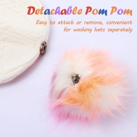 KDVOG Toddler Earflap Beanie Hat with Pom Pom, Girls Boys Knit Cap Warm Winter Hats for Kids Pink