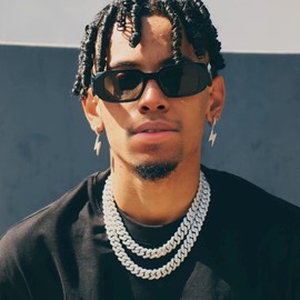 APaztip Mens Cuban Link Chain Gold 18'' Necklace Iced Out Thick Chain For Women Bling Diamond Cut Cuban Link Chains For Men Hip Hop Jewelry