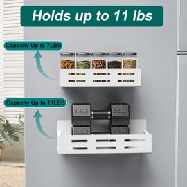 MFTEK Magnetic Spice Rack for Refrigerator, 4 Pack Spice Rack Organizer Strong Magnetic Shelf Seasoning Organizer, Metal Side Fridge Storage Rack, Space Saving Kitchen Organization