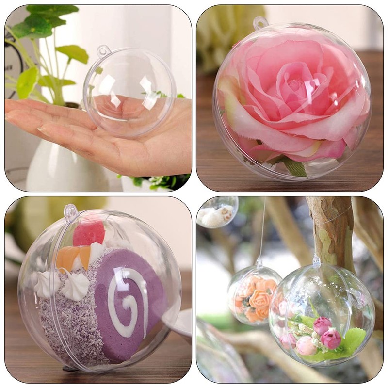 Christmas Empty Clear Balls Pendant: 15pcs Transparent Fillable Ball Xmas
