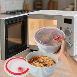 JCXivan 3 Plastic Bowls with Lids Set,Storage Nesting Bowl with Sealed Air Vent,Ramen Container for Kitchen Cooking Oatmeal,Noodle,Mixing Salad,Reheat Soup,Leftover,Stackable,Microwave Safe,Blue