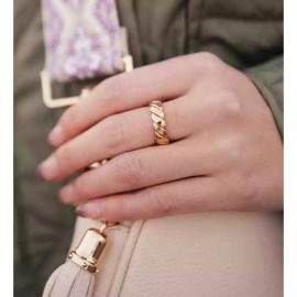 Pretty Simple Gold Braided Twist Cuff Accent Ring Size 7