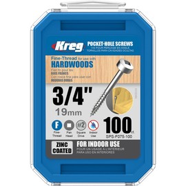 Kreg 603089 Zinc Pocket-hole Screws Pan Head Fine Thread 19mm / 3/4in 100p