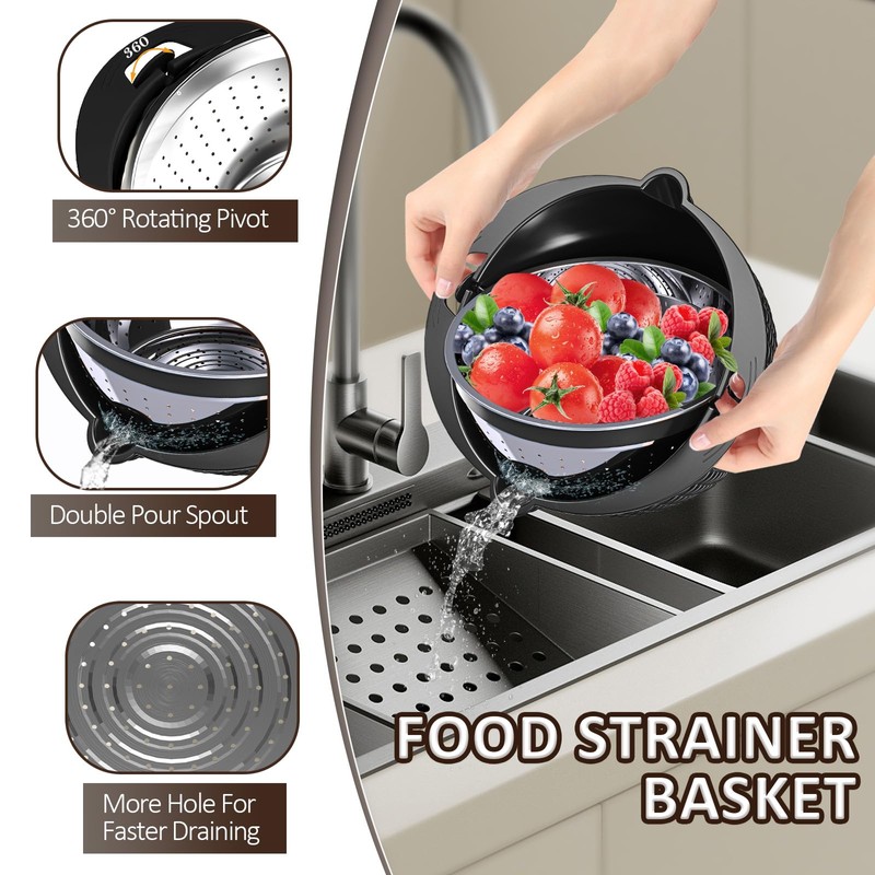 Colanders, 4-1 Colander with Mixing Bowls Set, Strainers for Kitchen,