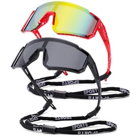 DYSAKER Youth Baseball Sunglasses for Boys Girls Age 4-12, Softball Cycling Sunglasses for Kids with Strap UV Sports Goggles