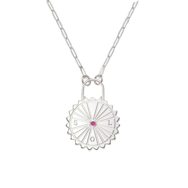 Oak & Luna Personalisierte Sonnenkompass-Initialen-Halskette mit Zirkonia/Diamant – Sterlingsilber 0,925,